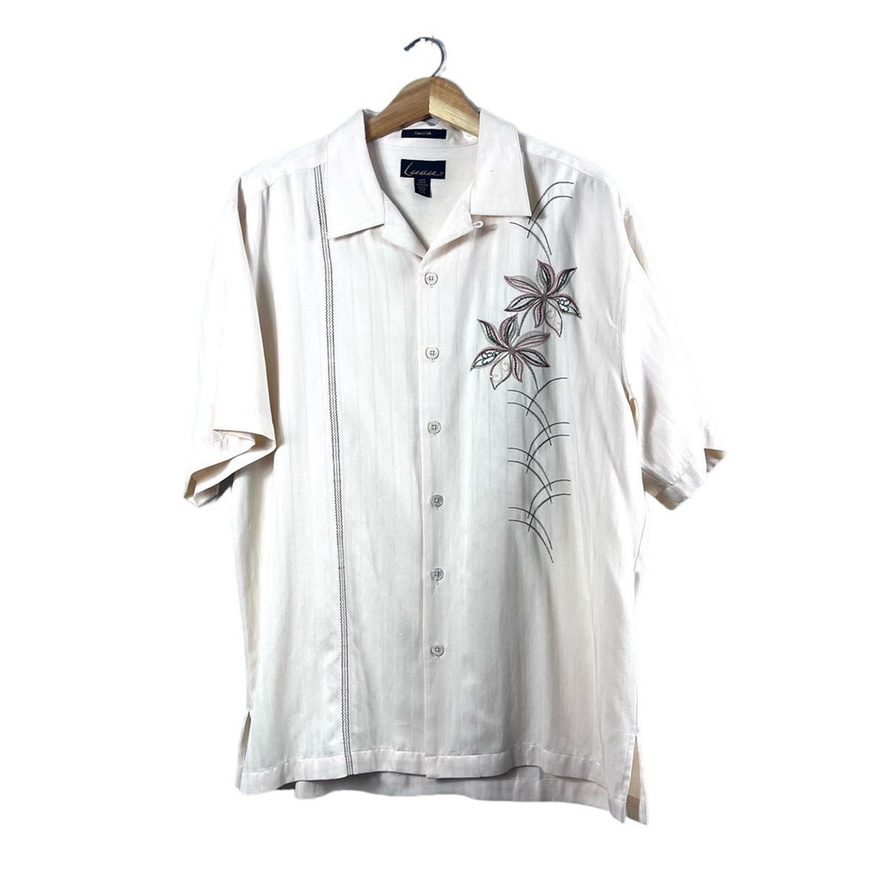 Limited Edition Fine Silk Men's Luau Button Front Shirt L